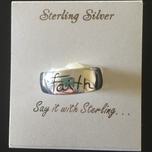 Sterling silver Faith ring-size 9